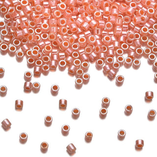 30g Miyuki Delica 11/0 Seed Beads, Opaque Dyed Luster Salmon DB235