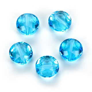 25pcs Adabele Austrian Faceted Flat Round Coin Crystal Beads #5052, Aquamarine Blue, 8mm, Hole ID 1mm, SSMR810