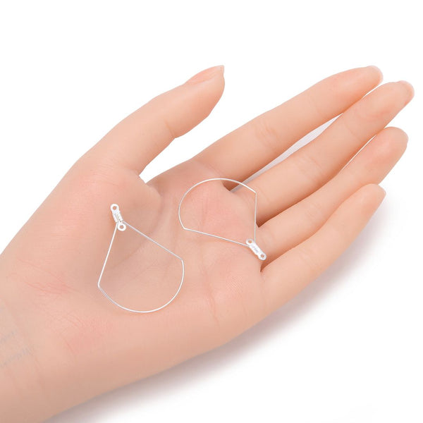 50pcs Circular Sector Beading Hoops, Sterling Silver Plated Brass, 0.7mm/21 gauge, 40mm Long, CF130-2