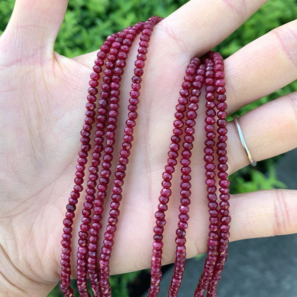Natural Garnet Red Quartz Gemstone Faceted Rondelle Beads, 3x2mm/Small Tiny, Hole ID 0.8mm, 13 Inch/1 Strand, GH2R-3