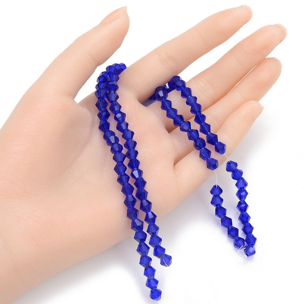 250pcs Creative Club Faceted Bicone Crystal Glass Beads, Cobalt Blue, 6mm (0.24 Inch), Hole ID 1mm, CCB625