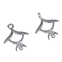 4pcs 925 Sterling Silver Fancy Earring Jewelry Connectors, Cubic Zirconia CZ, Tarnish Resistant Rhodium Plated,15x12mm, SS38
