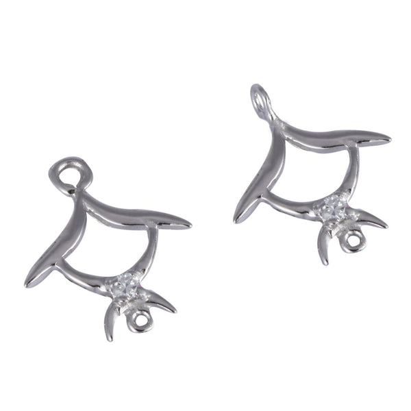 4pcs 925 Sterling Silver Fancy Earring Jewelry Connectors, Cubic Zirconia CZ, Tarnish Resistant Rhodium Plated,15x12mm, SS38