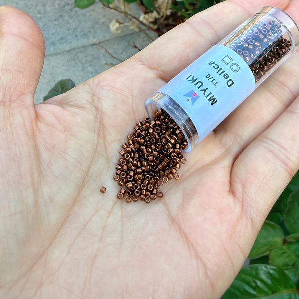 7.5g Miyuki Delica 11/0 Seed Beads, Nickel-Plated Tarnished Copper DB461