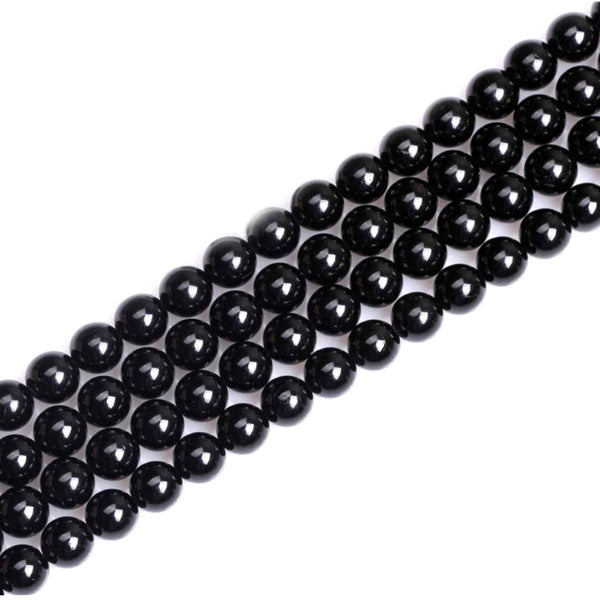 Natural Grade A Black Tourmaline Gemstone Round Beads, 15 Inch/1 Strand, Size Selections: 4mm/6mm/8mm