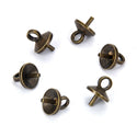 100pcs Glue On Eye Pin Bail Jump Ring Loop, Pendant Connector, Antique Bronze Plated Brass, Cup Selections: 4mm/6mm/8mm