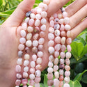 Natural Pink Opal Gemstone Oval Tumbled Pebble Beads, Irregular, 8mm to 10mm, Hole ID 1mm, 15 Inch/1 Strand, GZ12-4