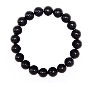 1 Strand Stretch Natural Black Agate Beaded Gemstone Bracelet, 8mm Bead, Length Selections: 7 inch/7.5 inch/8 inch/8.5 inch
