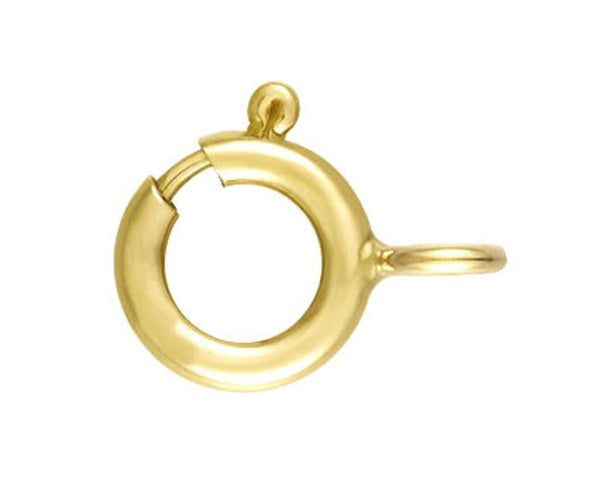 10pcs 925 Sterling Silver Springring Clasps, Open Ring, Real 18K Yellow Gold Plated, Size Selections: 5mm/7mm