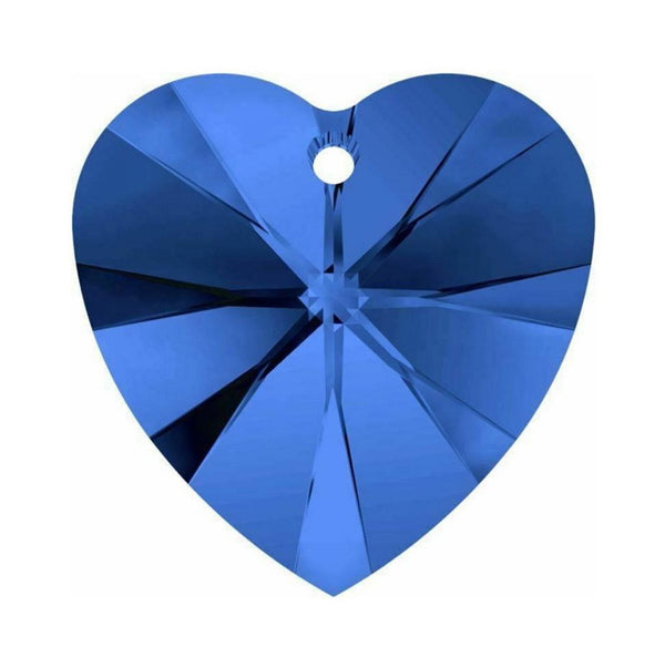 20pcs Top Drilled Valentine Heart Drop Crystal Beads, September Sapphire Blue Birthstone Beads, 10mm, Hole ID 1mm, BB15-9