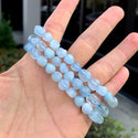 1 Strand Stretch Natural Blue Aquamarine Free Form Gemstone Bracelet, 7-10mm Beads, Length Selections: 7 inch/7.5 inch