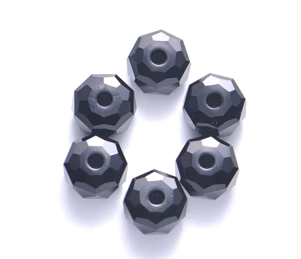 25pcs Adabele Austrian Faceted Donut Rondelle Crystal Beads #5045, Jet Black, 8mm x 5mm, Hole ID 1.2mm, SSO-823