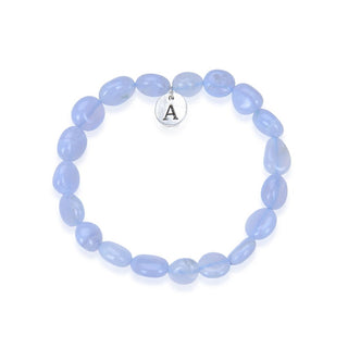 1 Strand Stretch Natural Blue Lace Agate Free Form Gemstone Bracelet, 7-10mm Beads, Length Selections: 7 inch/7.5 inch
