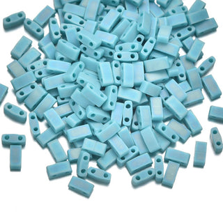 10g Miyuki Half Tila Seed Beads 5x2.3mm, Matte Rainbow Mint Green (HTL-412FR)