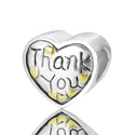 Real 925 Sterling Silver Thank You Gold Love Heart Bead Charm
