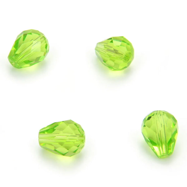 24pcs Adabele Austrian Faceted Teardrop Crystal Beads #5500, Light Olivine Green, 8mm x 6mm, Hole ID 1mm, SST-817