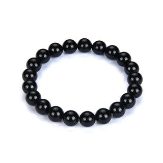 1 Strand Stretch Natural Grade A Black Tourmaline Beaded Gemstone Bracelet, 8mm Bead, Length Selections: 7 inch/7.5 inch/8 inch/8.5 inch