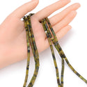 Natural Green Jade Gemstone Cylinder Tube Beads, 13x4mm, Hole ID 1mm, 14.5 Inch/1 Strand, GH-H15