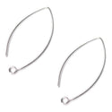 50pcs Marquise Earring Hooks, Sterling Silver Plated Brass, 45mm Long, Wire Gauge Selections: 0.7mm/21 Gauge or 0.9mm/19 Gauge