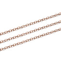 33 Feet Diamond Cut Flat Cable Copper Chain Link, Bright Coppery, 1.8mm Small, CW10-F3