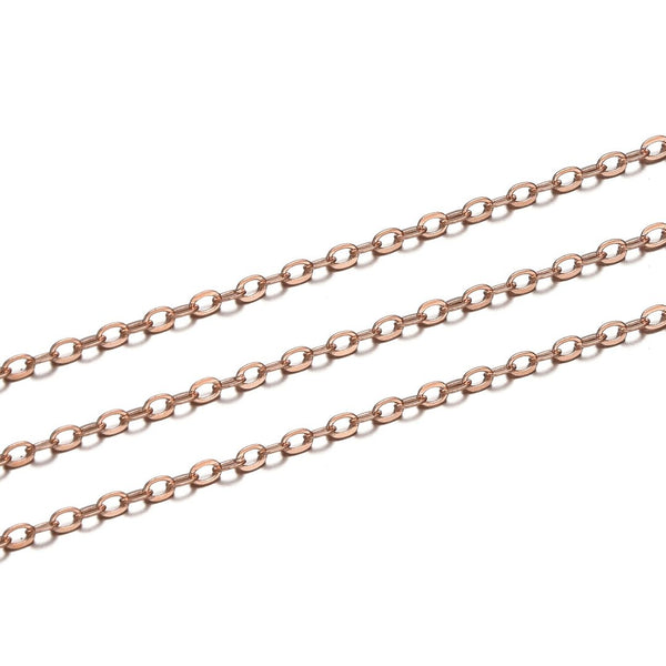 33 Feet Diamond Cut Flat Cable Copper Chain Link, Bright Coppery, 2.5mm, CW10-F4