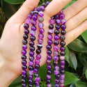 AAA Natural Banded Purple Agate Gemstone Round Beads, 15 Inch/1 Strand, Size Selections: 4mm/6mm/8mm/10mm