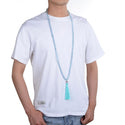 Adabele Premium 108 Mala Bead Tassel Necklace, 8mm Natural Light Blue Topaz Gemstone, Buddhist Japa Prayer Beaded Jewelry RGN16