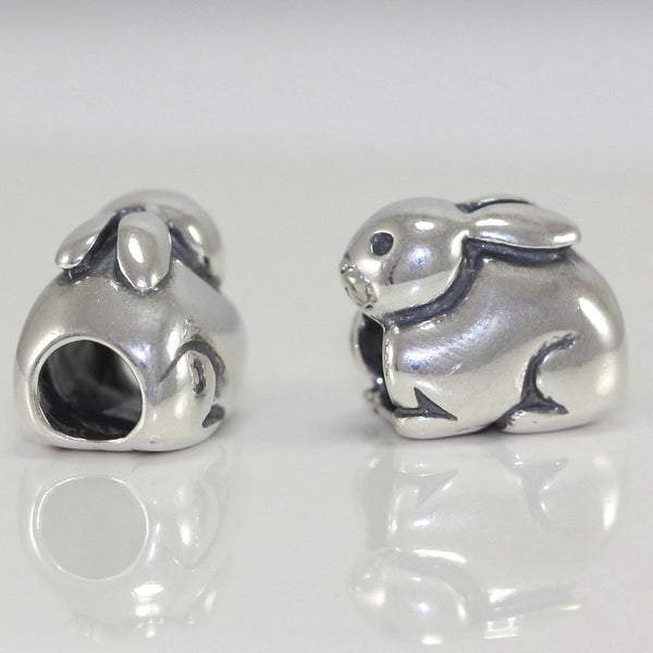 1pc Solid 925 Sterling Silver Easter Rabbit Bunny Bead, Compatible with Pandora All Other Charm Bracelets, EC2-H1