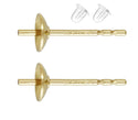 10pcs Real 1/20 14K Gold Filled Earring Posts, 4mm Small Glue In Cup, with 10pcs Plastic Earring Backs, JK1-C4
