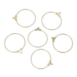 10pcs Tarnish Resistant 30mm Round Circle Beading Hoops, 18K Yellow Gold Plated Brass, 30mm, 0.7mm/21 Gauge, BF130-5