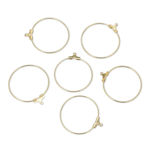 10pcs Tarnish Resistant 30mm Round Circle Beading Hoops, 18K Yellow Gold Plated Brass, 30mm, 0.7mm/21 Gauge, BF130-5