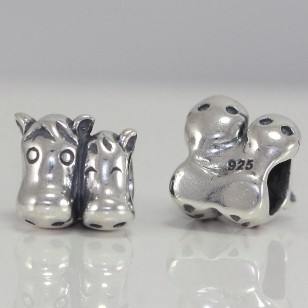 1pc Real Solid Sterling Silver I Love Horse Animal Charm Bead, Compatible with Pandora All Other Charm Bracelets, EC243