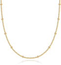 1pc 1/20 14K Gold Filled Satellite Bead Station Curb Link Chain Necklace, Thin Small, 1.9mm Beads, Non Tarnish, Length Selections: 16 inch/18 inch/20 inch