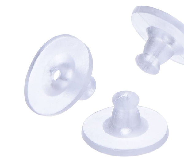 100pcs Clear Plastic Pad Earring Backs, Earnut Replacement, No Metal, 10mm, CF231