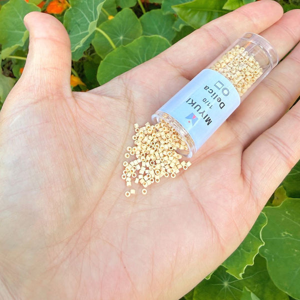 7.5g Miyuki Delica 11/0 Seed Beads, Opaque Matte Pear DB1581