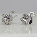 1pc Real Solid Sterling Silver Charm Swan & Monkey Bead, Compatible with Pandora All Other Charm Bracelets, EC357