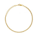 1pc Real 1/20 14K Gold Filled 2.5mm Rolo Link Cable Chain Bracelet, 6.5 Inch with 1 Inch Extender, JB-17