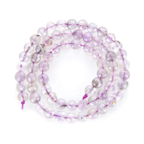 Natural Purple Lavender Jade Gemstone Faceted Flat Round Coin Beads, 6mm, Hole ID 1mm, 15 Inch/1 Strand, GZ13-6