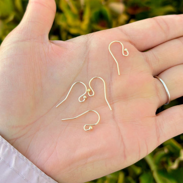 10pcs Real 1/20 14K Gold Filled Ball End Fish Earring Hooks, 20mm, 3mm Ball, 0.8mm/20 Gauge, JK1-A7
