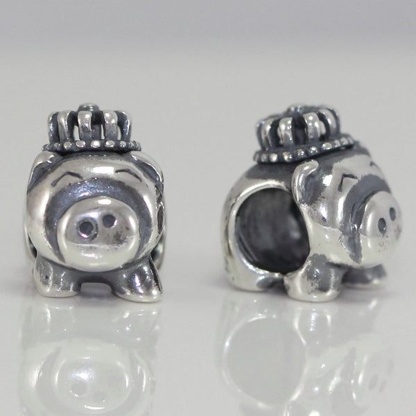 1pc Real Solid Sterling Silver Pig Charm Lucky Chinese Zodiac Bead, Compatible with Pandora All Other Charm Bracelets, EC265