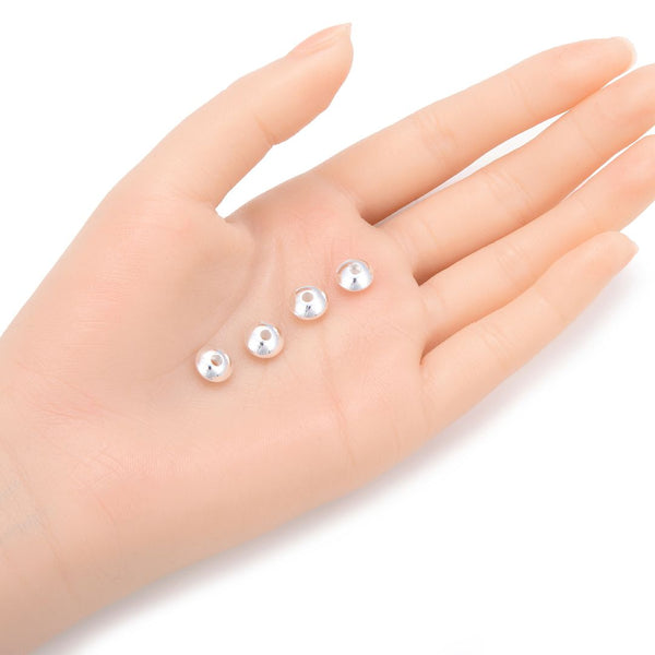 10pcs 925 Sterling Silver Saucer Rondelle Spacer Beads, Size Selections: 4mm/6mm/8mm