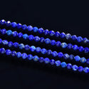 Natural Blue Lapis lazuli Gemstone Tiny Small Faceted Round Beads, 4mm, Hole ID 0.6mm, 15 Inch/1 Strand, GK4-4