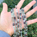Natural Green Phantom Quartz Gemstone Oval Tumbled Pebble Beads, Irregular, 6mm to 8mm, Hole ID 1mm, 15 Inch/1 Strand, GZ11-33