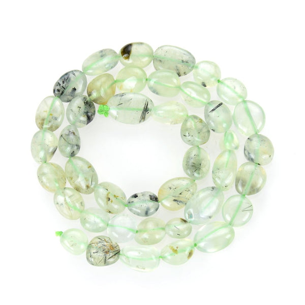 Natural Green Prehnite Crystal Gemstone Oval Tumbled Pebble Beads, Irregular, 7mm to 12mm, Hole ID 1mm, 15 Inch/1 Strand, GZ12-12