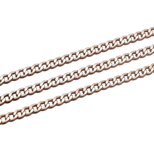 33 Feet Diamond Cut Curb Cuban Copper Chain Link, Bright Coppery, 5.2x3.5mm Large, CW10-L1