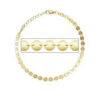 1pc Real 1/20 14K Gold Filled Coin Link Chain Bracelet, 6.5 Inch with 1 Inch Extender, JB-19