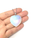 1pc You Are My Only Love Necklace, Lab Created Opal Gemstone Large Heart Pendant, 26 Inch Surgical Stainless Steel Chain, GGP8-B7