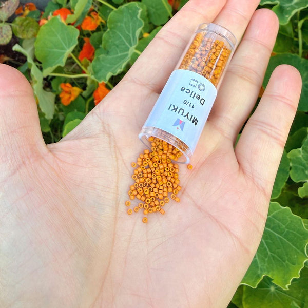 30g Miyuki Delica 11/0 Seed Beads, Opaque Pumpkin DB653