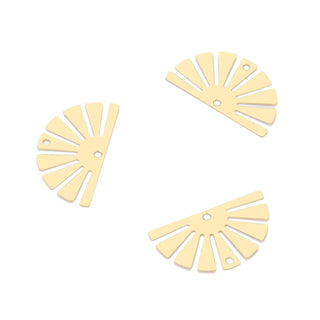 20pcs Raw Brass Half Round Semicircle Fan Connector, 2-Hole, 25mm, Unplated/Uncoated, CX-A39