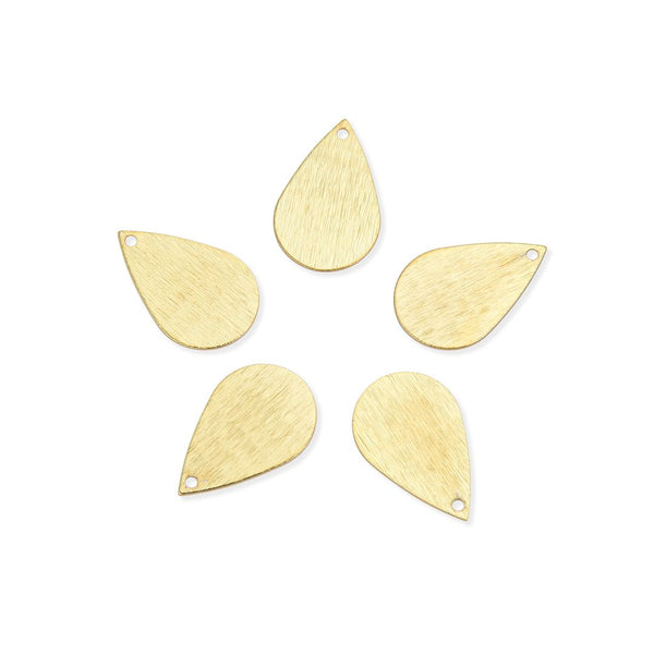 10pcs 18mm Teardrop Drop Pendants, Tarnish Resistant, 18K Yellow Gold Plated Brushed Brass, BF-A12